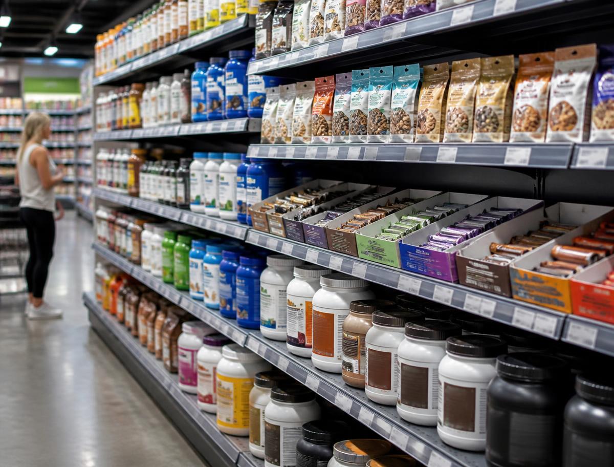 Corredor de saudabilidade abastecido em supermercado